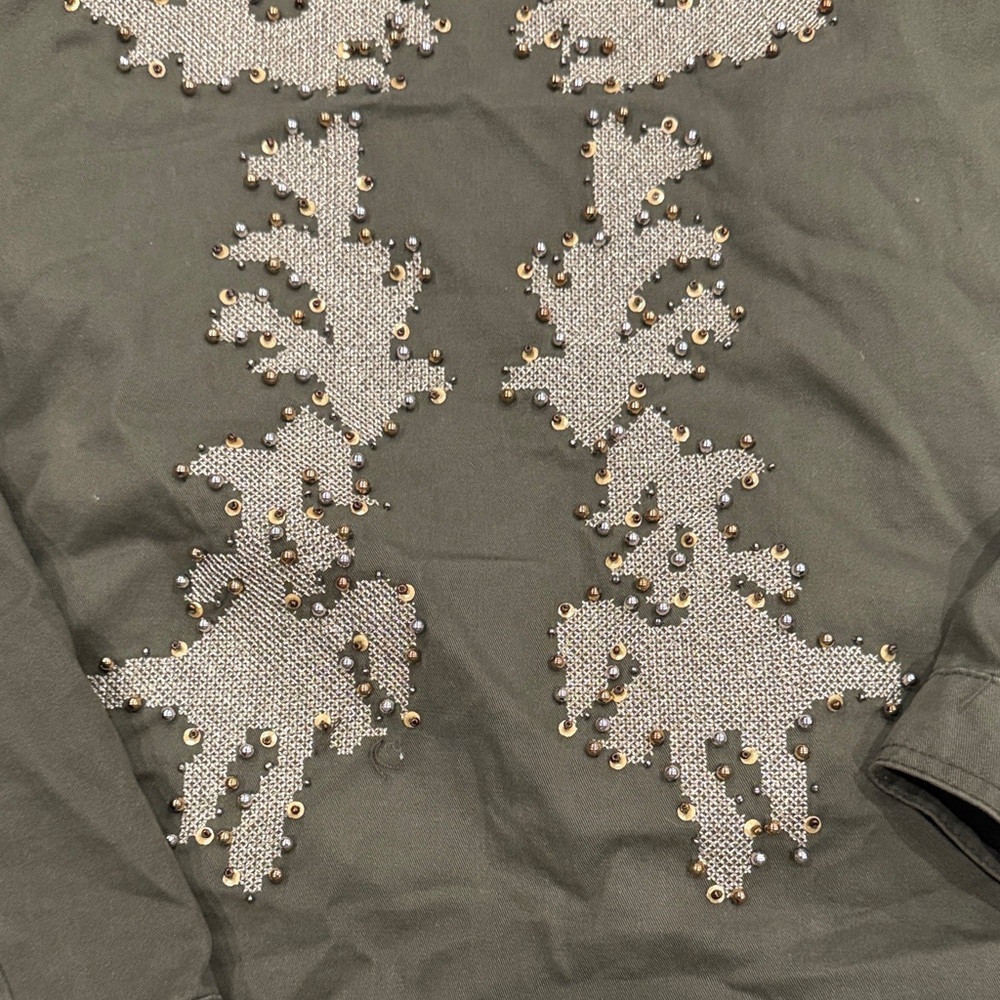 Vero Moda Olive Button Down Shirt with beaded back detail - Picture 4 of 4